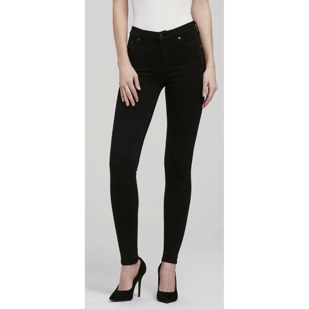 Citizens of Humanity Rocket High Rise‎ Skinny Black Raw Hem 24 Stretch $188